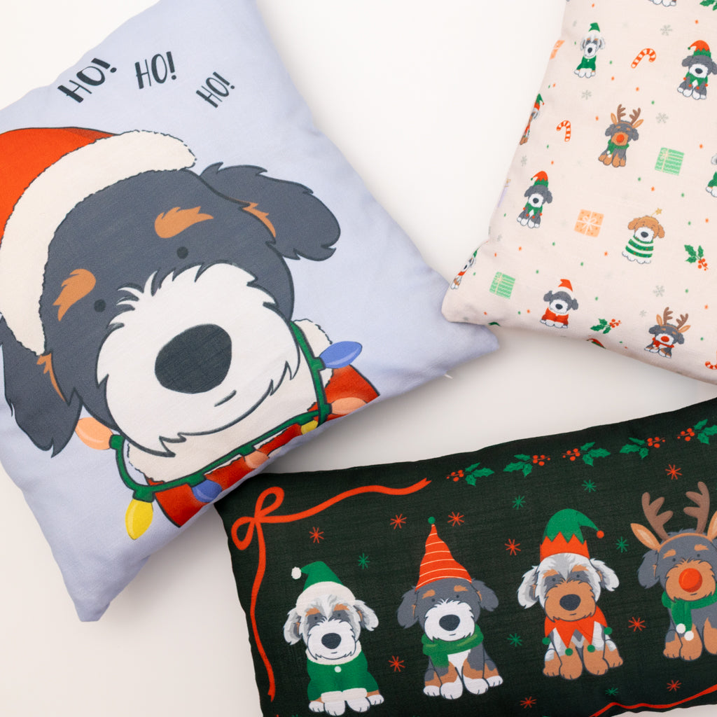 Santa Paws Pillow - pick your own doodle's color!